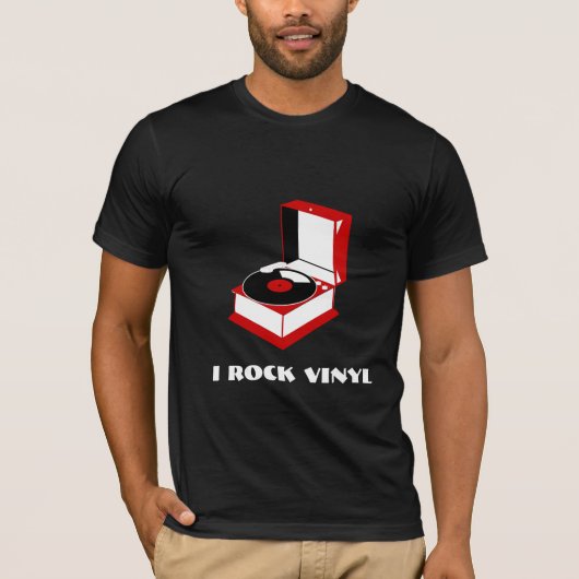 I Rock Vinyl Record Player T-Shirt (Voorkant)