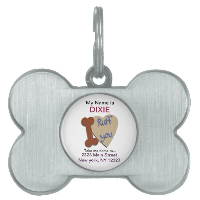 "I Ruff You" Hond Label Huisdieren Naamplaatje (voorkant)