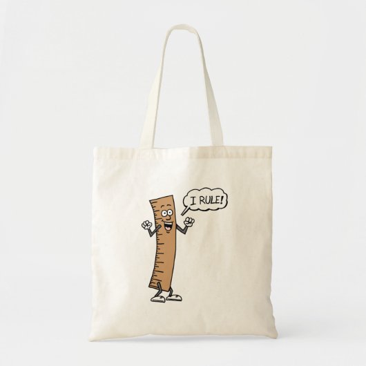 I Rule Funny Cartoon Ruler Pun Teacher Tote Bag (Voorkant)