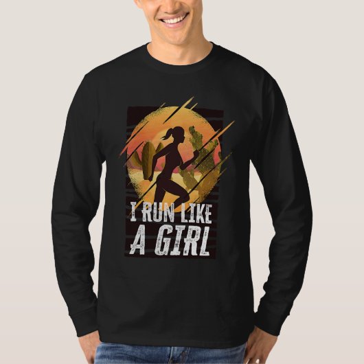 I Run Like A Girls Marathon Runner Marathoner T-shirt (Voorkant)