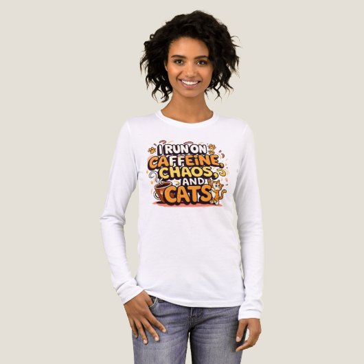 I Run on Caffeine, Chaos, and Cats Tri-Blend Shirt (Voorkant)