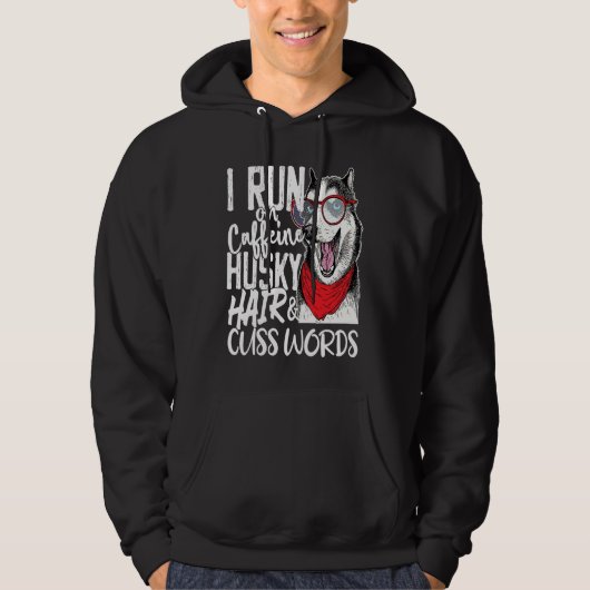 I run on Caffeine & Husky Hair cool dog Hoodie (Voorkant)