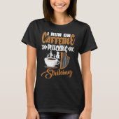 I run on Caffeine Plucking and Striking Harp T-shirt (Voorkant)