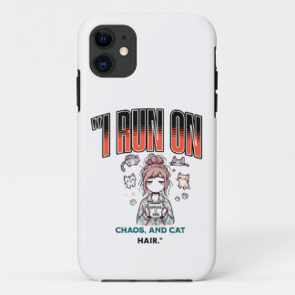 I Run on Chaos and Cat Hair – Funny Design for Cat Case-Mate iPhone Case