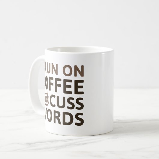 I Run On Coffee And Cuss Words Koffiemok (Voorkant links)