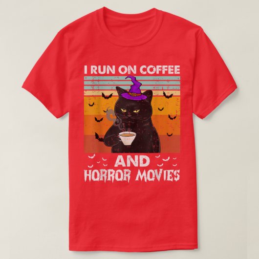 I Run On Coffee And Horror Movies Halloween Coffee T-shirt (Design voorkant)