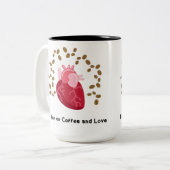 I Run on Coffee and Love Mug Tweekleurige Koffiemok (Voorkant links)