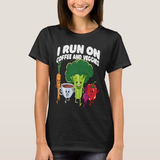 I Run On Coffee And Veggies Vegan Runner Vegetaria T-shirt (Voorkant)
