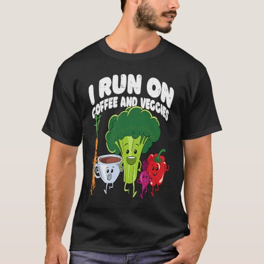 I Run On Coffee And Veggies Vegan Runner Vegetaria T-shirt (Voorkant)