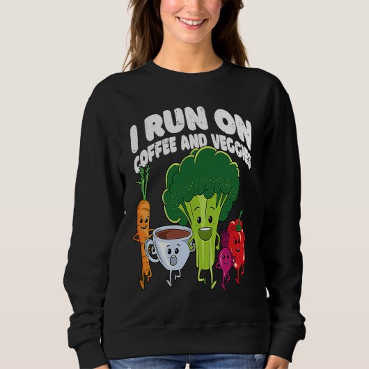 I Run On Coffee And Veggies Vegan Runner Vegetaria Trui (Voorkant)