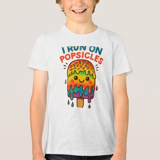 I Run On Popsicles – Kleurrijk Zomer T-Shirt voor (Voorkant)