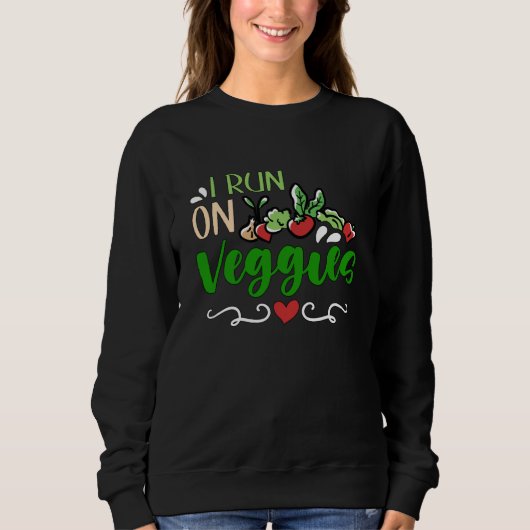I Run On Veggies Plant Based Lifestyle Meat Free V Trui (Voorkant)