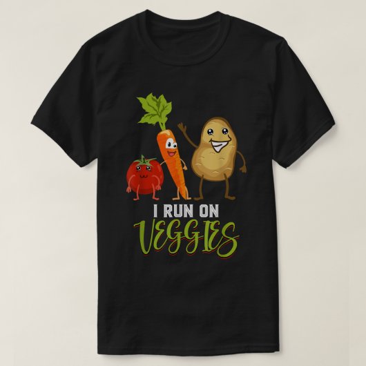 I Run On Veggies Plant Based Vegetables Lover Vege T-shirt (Design voorkant)