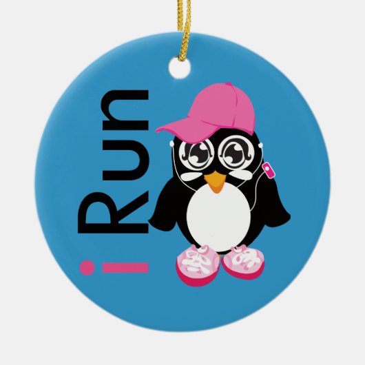 i Run Penguin Keramisch Ornament (Voorkant)