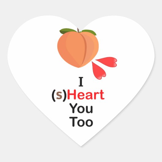 "I(s)Heart you too" hartvormige Stickers (Voorkant)