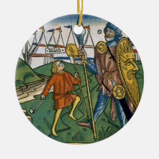 I Samuel 17 1-58 David verslaat Goliath en ontmoet Keramisch Ornament (Voorkant)