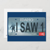 "I Saw 1" Sasquatch License Bord Briefkaart (Voorkant / Achterkant)