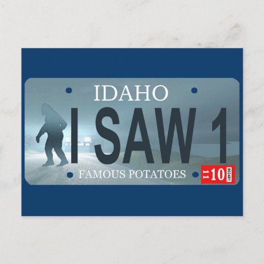 "I Saw 1" Sasquatch License Bord Briefkaart (Voorkant)