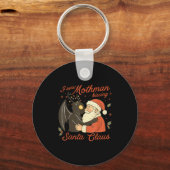 I Saw Mothman Kissing Santa Funny Christmas Santa  Sleutelhanger (Voorkant)
