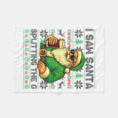 I Saw Santa Splitting The G, Santa Beer Drinking C Fleece Deken (Voorkant (Horizontaal))
