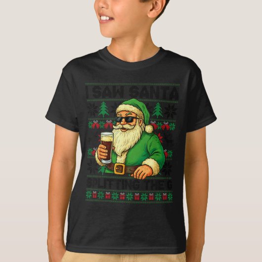 I Saw Santa Splitting The G, Santa Beer Drinking C T-shirt (Voorkant)
