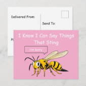 I Say Things That Sting Funny Wasp Apology Briefkaart (Voorkant / Achterkant)