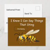 I Say Things That Sting Funny Wasp Apology Briefkaart (Voorkant / Achterkant)