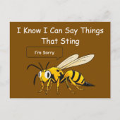 I Say Things That Sting Funny Wasp Apology Briefkaart (Voorkant)