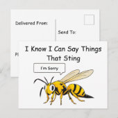 I Say Things That Sting Funny Wasp Apology Briefkaart (Voorkant / Achterkant)