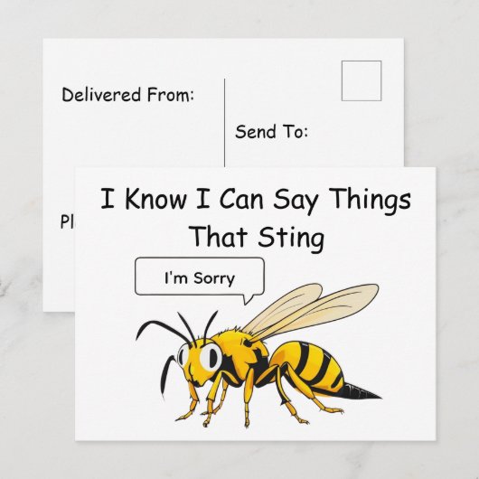 I Say Things That Sting Funny Wasp Apology Briefkaart (Voorkant / Achterkant)