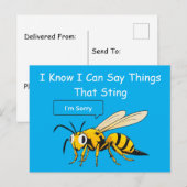 I Say Things That Sting Funny Wasp Apology Briefkaart (Voorkant / Achterkant)