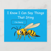 I Say Things That Sting Funny Wasp Apology Briefkaart (Voorkant)
