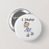 I Schaats - Girl Roller Skater Ronde Button 5,7 Cm (Voorkant /achterkant)