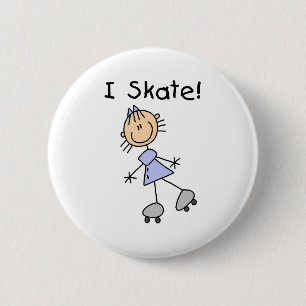 I Schaats - Girl Roller Skater Ronde Button 5,7 Cm