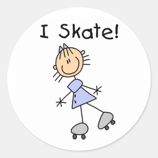 I Schaats - Meisje Rolschaatser Ronde Sticker (Voorkant)