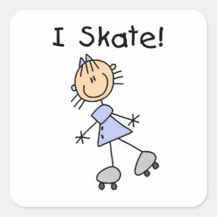 I Schaats - Meisje Rolschaatser Vierkante Sticker
