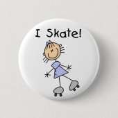 I Schaats Stick Figuur Button (Voorkant)