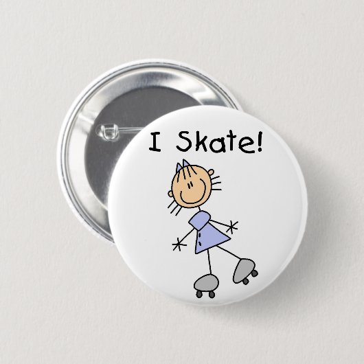 I Schaats Stick Figuur Button (Voorkant /achterkant)