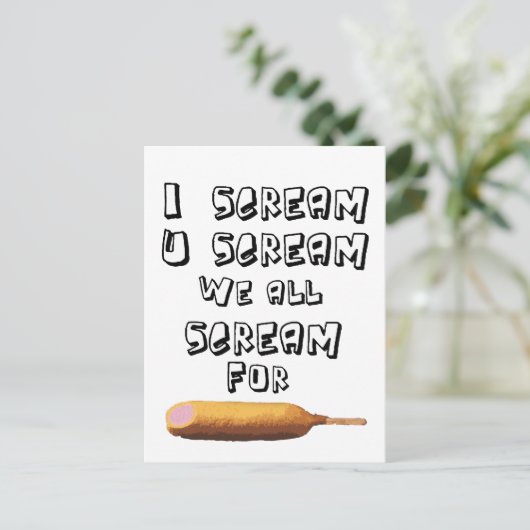 I Scream 4 corndogs Briefkaart (Staand voorkant)