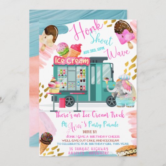 I-Scream Birthday Invitation Kaart (Voorkant / Achterkant)