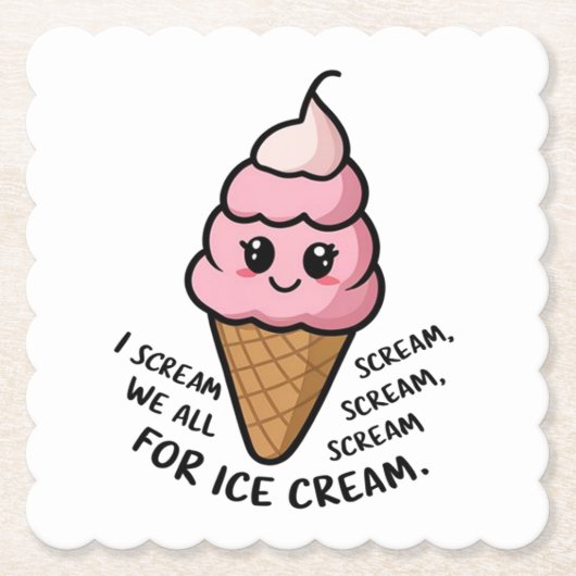 I Scream for Ice Cream Kartonnen Onderzetters (Voorkant)