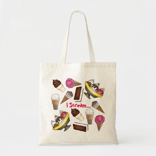 I Scream for Ice Cream Tas Cone Sundae Food Tas (Voorkant)