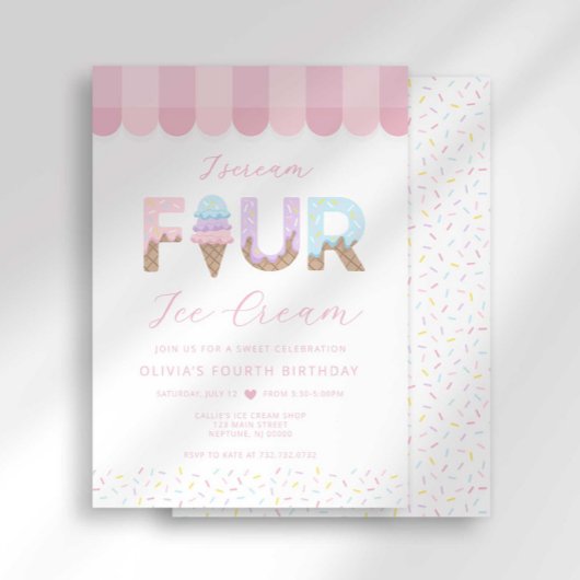 I Scream Four Ice Cream Verjaardag Kaart