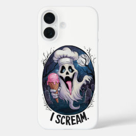 "I Scream" Funny Ghost Chef Halloween Ice Cream St iPhone 16 Hoesje