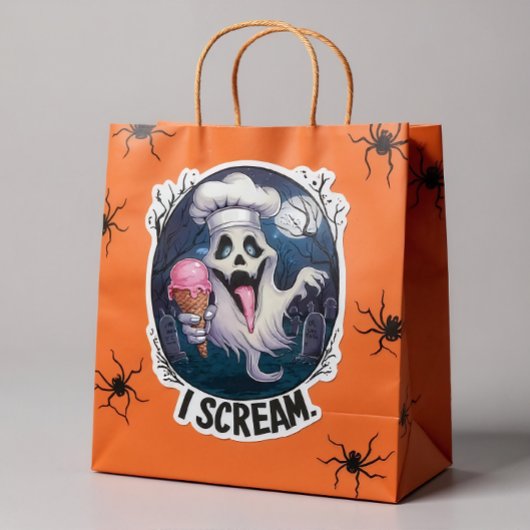 "I Scream" Funny Ghost Chef Halloween Ice Cream St Sticker