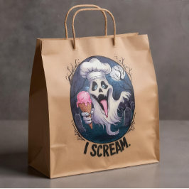 "I Scream" Funny Ghost Chef Halloween Ice Cream St Sticker