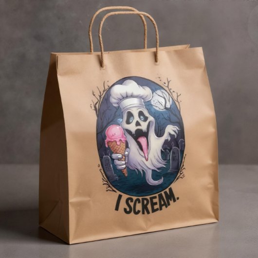 "I Scream" Funny Ghost Chef Halloween Ice Cream St Sticker