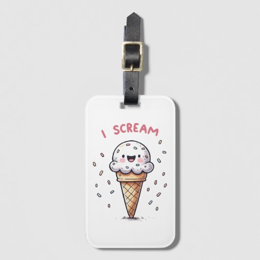 I Scream Ice Cream Cone met Sprinkles Bagagelabel (Voorkant (verticaal))