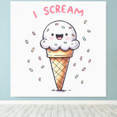 I Scream Ice Cream Cone met Sprinkles Canvas Afdruk (Insitu (Houten vloer))