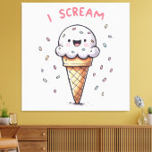 I Scream Ice Cream Cone met Sprinkles Canvas Afdruk (Insitu (Woonkamer))